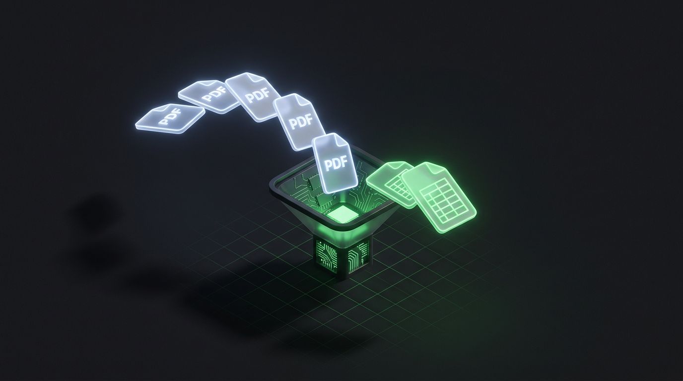 Concepto de arrastrar PDFs a Excel